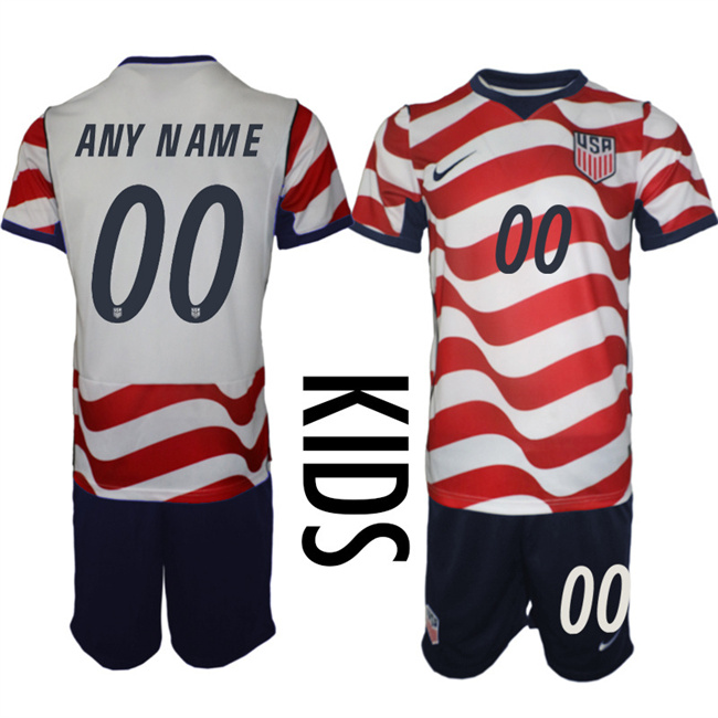 Youth United States Custom White/Red 2026 Home Soccer Jersey Suit